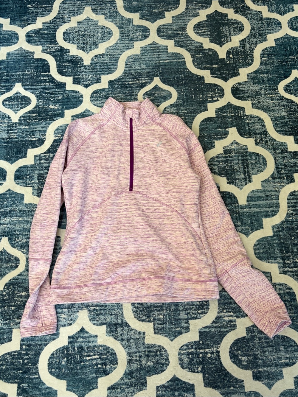 Asics Heathered Light Pink and Zip Top